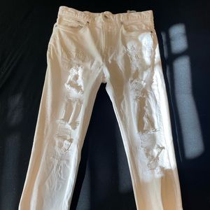 Slim Cropped Jeans ( White )